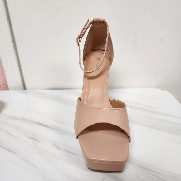 Nude Platform Stiletto Peep Toe Heels - Picture 4 of 8